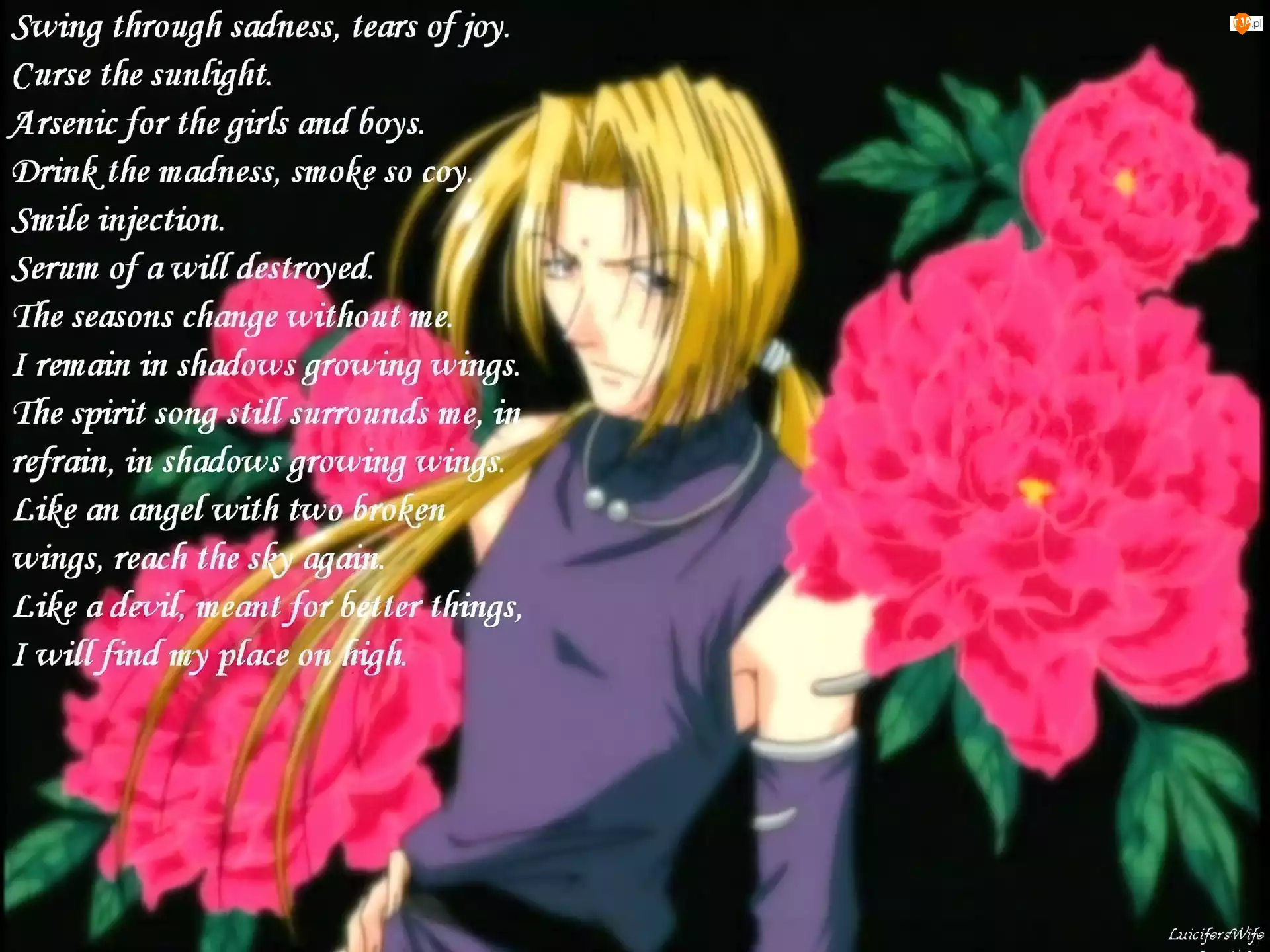 Saiyuki, postać, wiersz, kwiaty