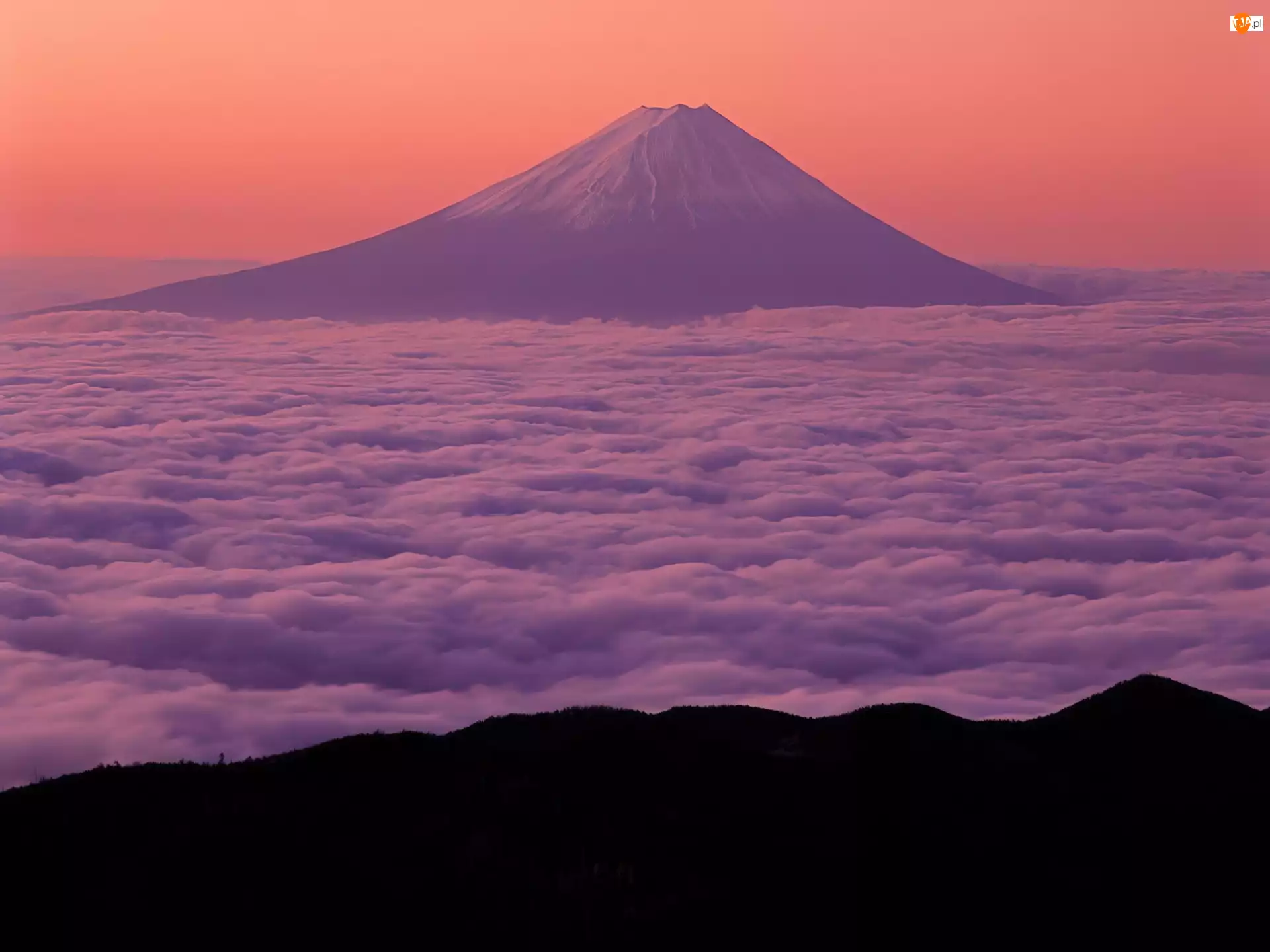 Chmury, Wulkan, Fuji