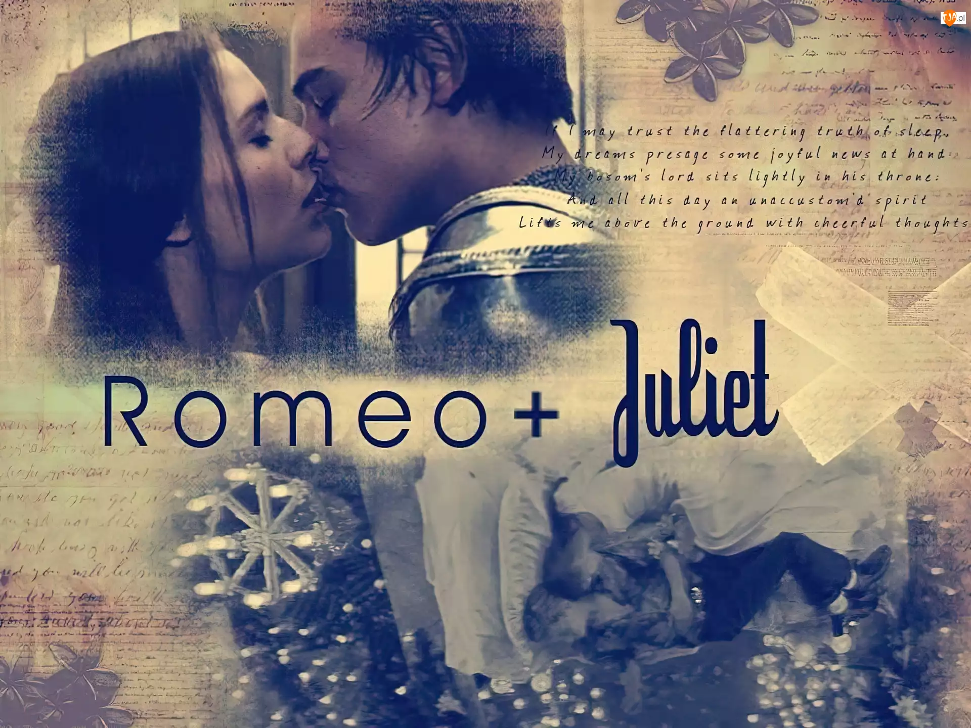 Claire Danes, napisy, Leonardo DiCaprio, Romeo And Juliet, pocałunek
