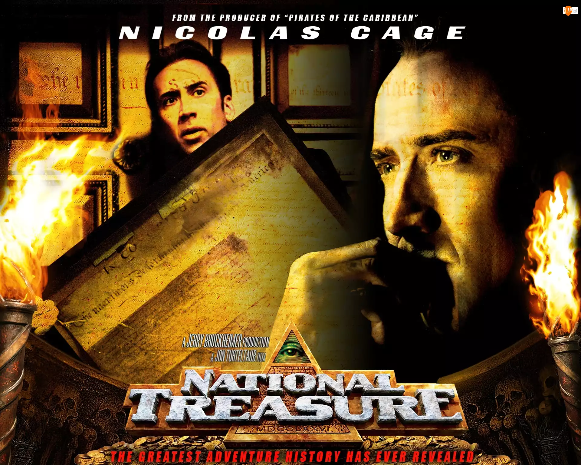 obrazy, pismo, Nicolas Cage, National Treasure 1, stare
