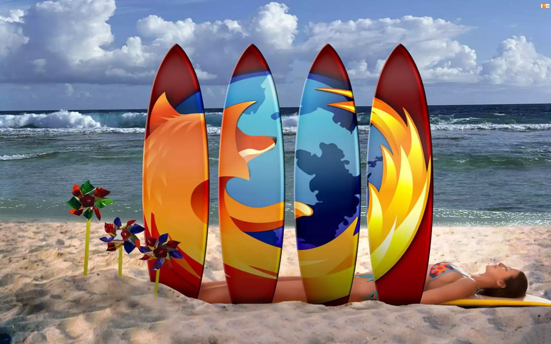 Plaża, Surfingowe, Firefox, Mozilla, Deski
