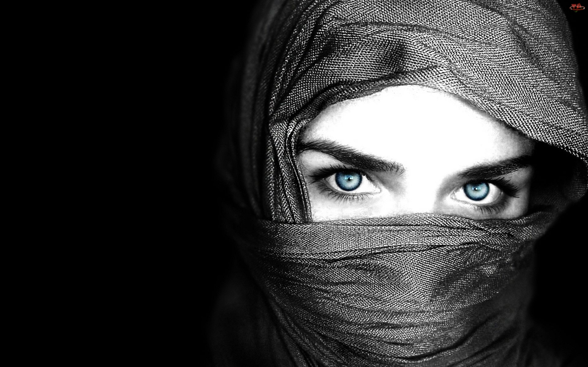 Oczy, Chusta, Kobieta, Niebieskie