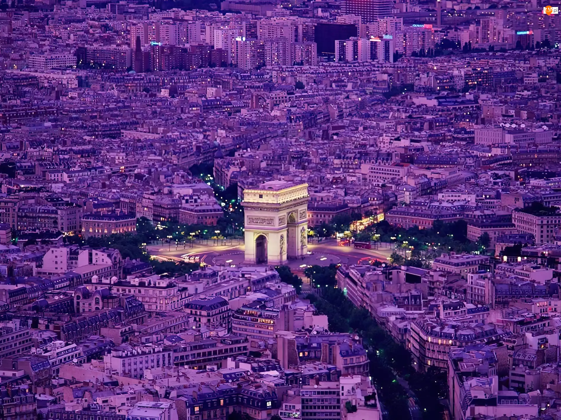 Wieczór, Francja, Paryż, Łuk Triumfalny