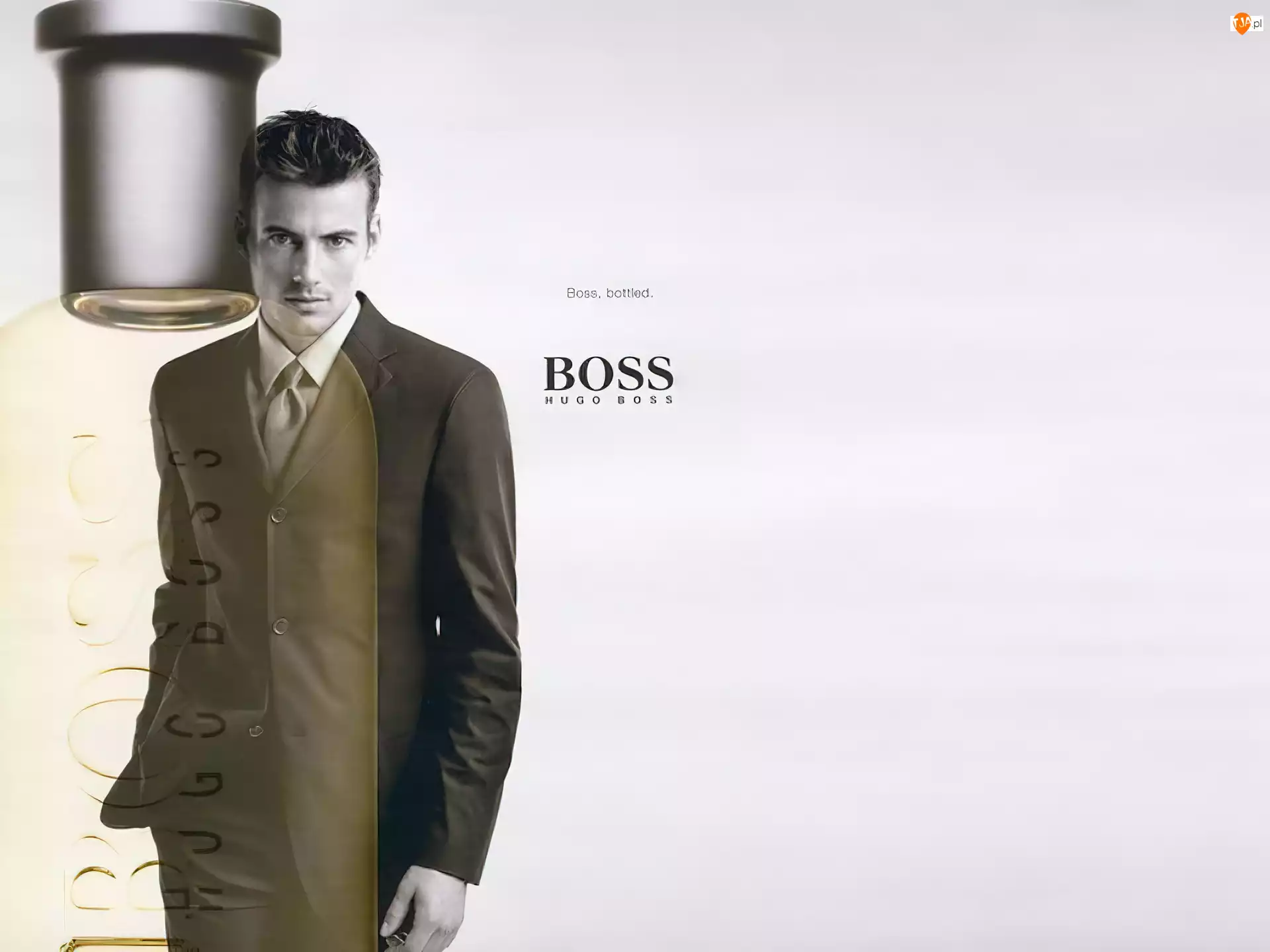 perfumy, Hugo Boss, garnitur, mężczyzna, flakon
