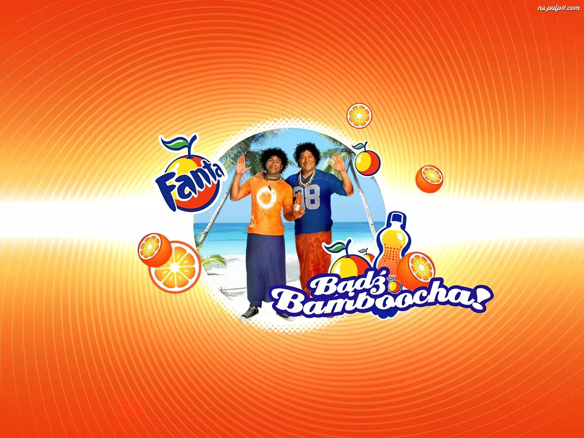 Logo, Palmy, Pomarańczowa, Morze, Fanta, Okienko