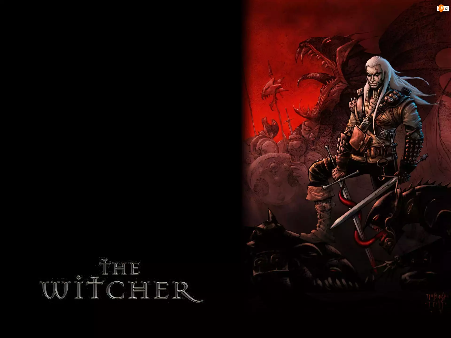 The Witcher, miecz, potwór, mężczyzna