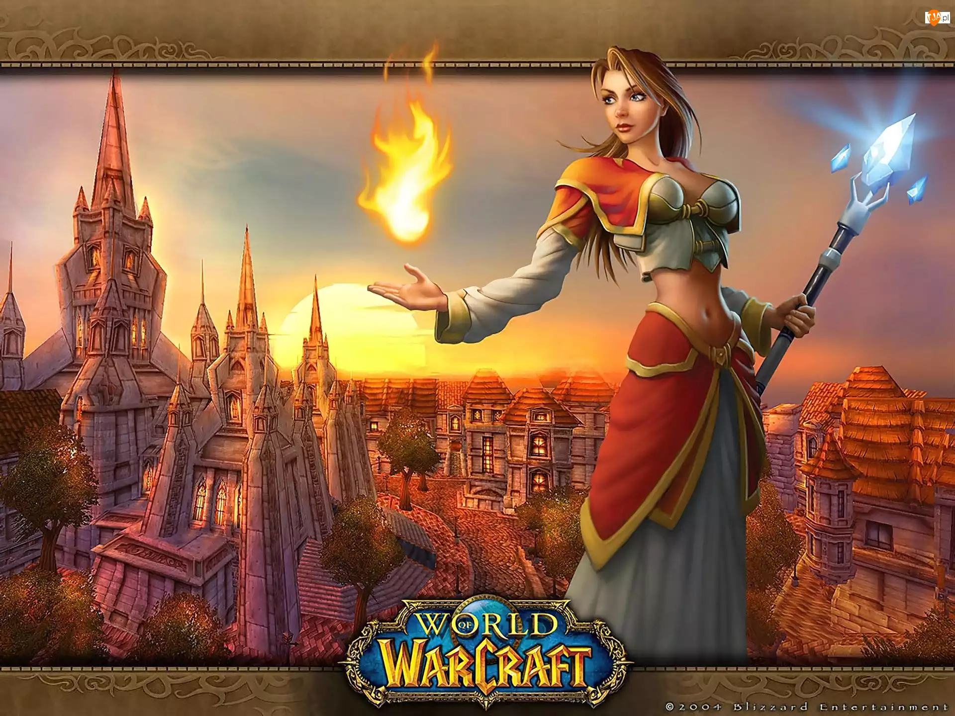 World Of Warcraft, ogień, kobieta, fantasy