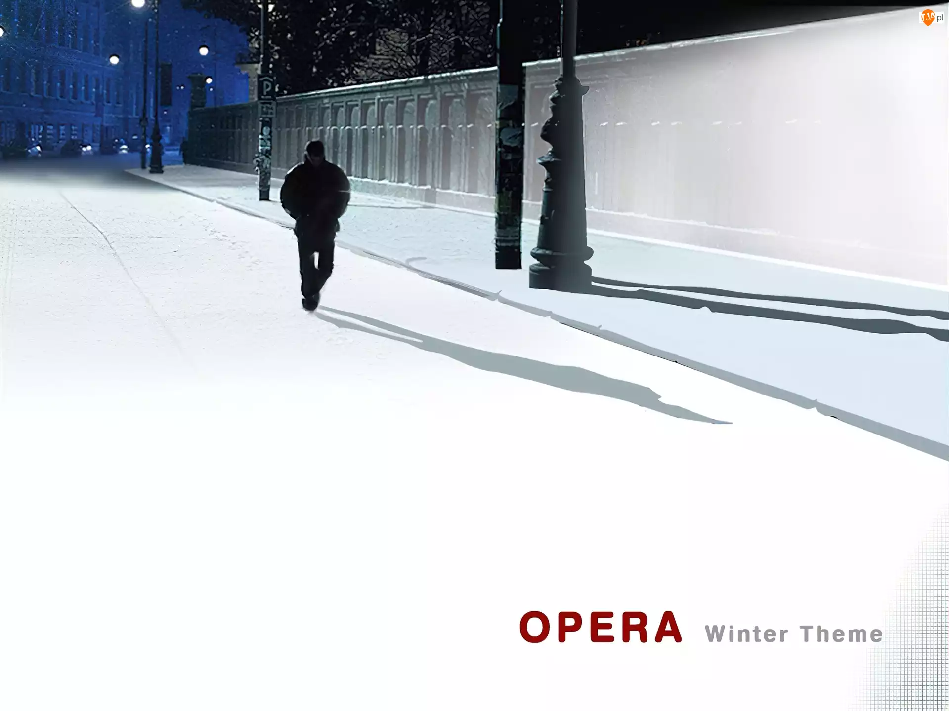 zima, cień, mężczyzna, Opera, śnieg