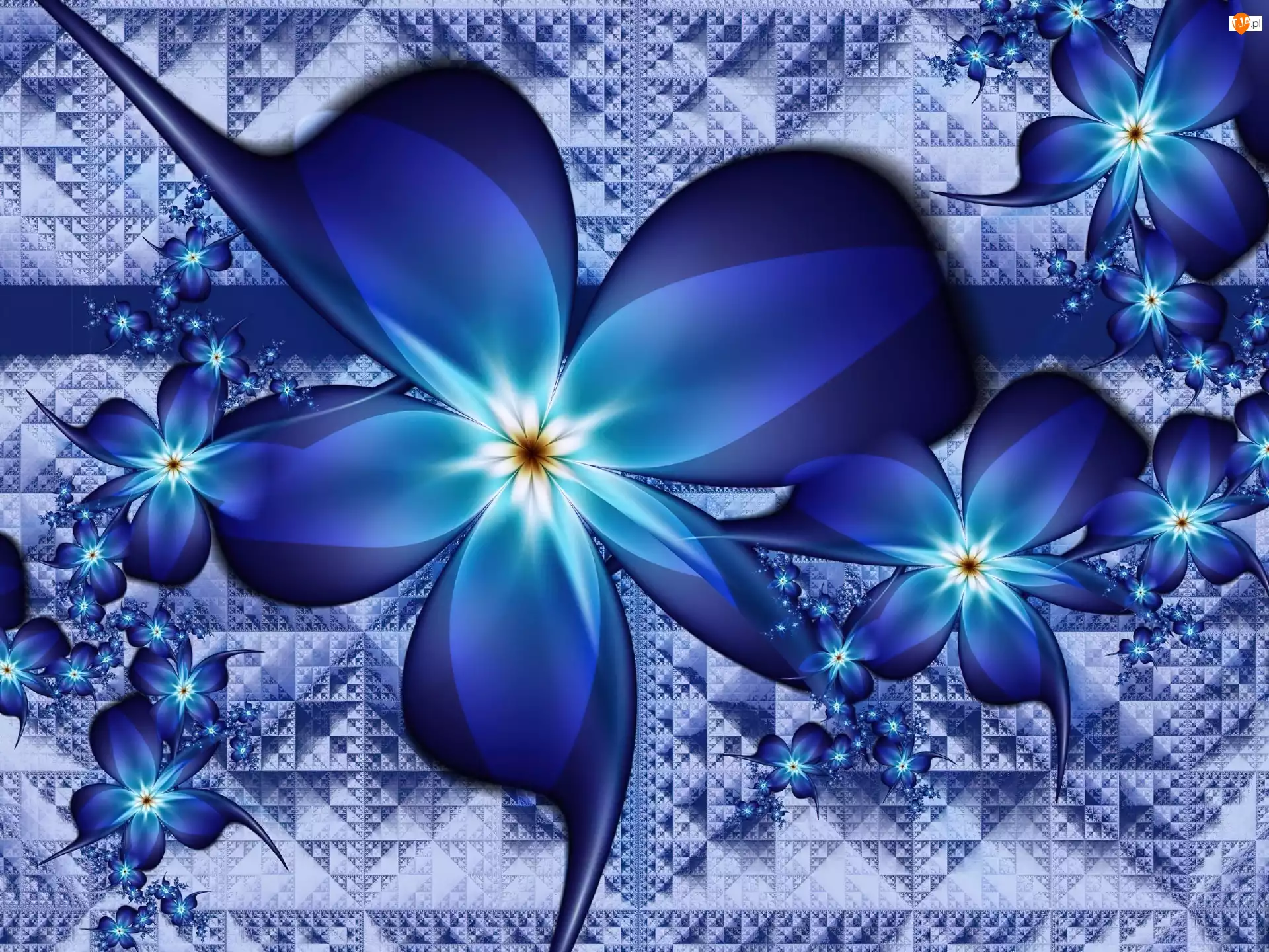 Abstrakcja, Niebieskie, Kwiaty