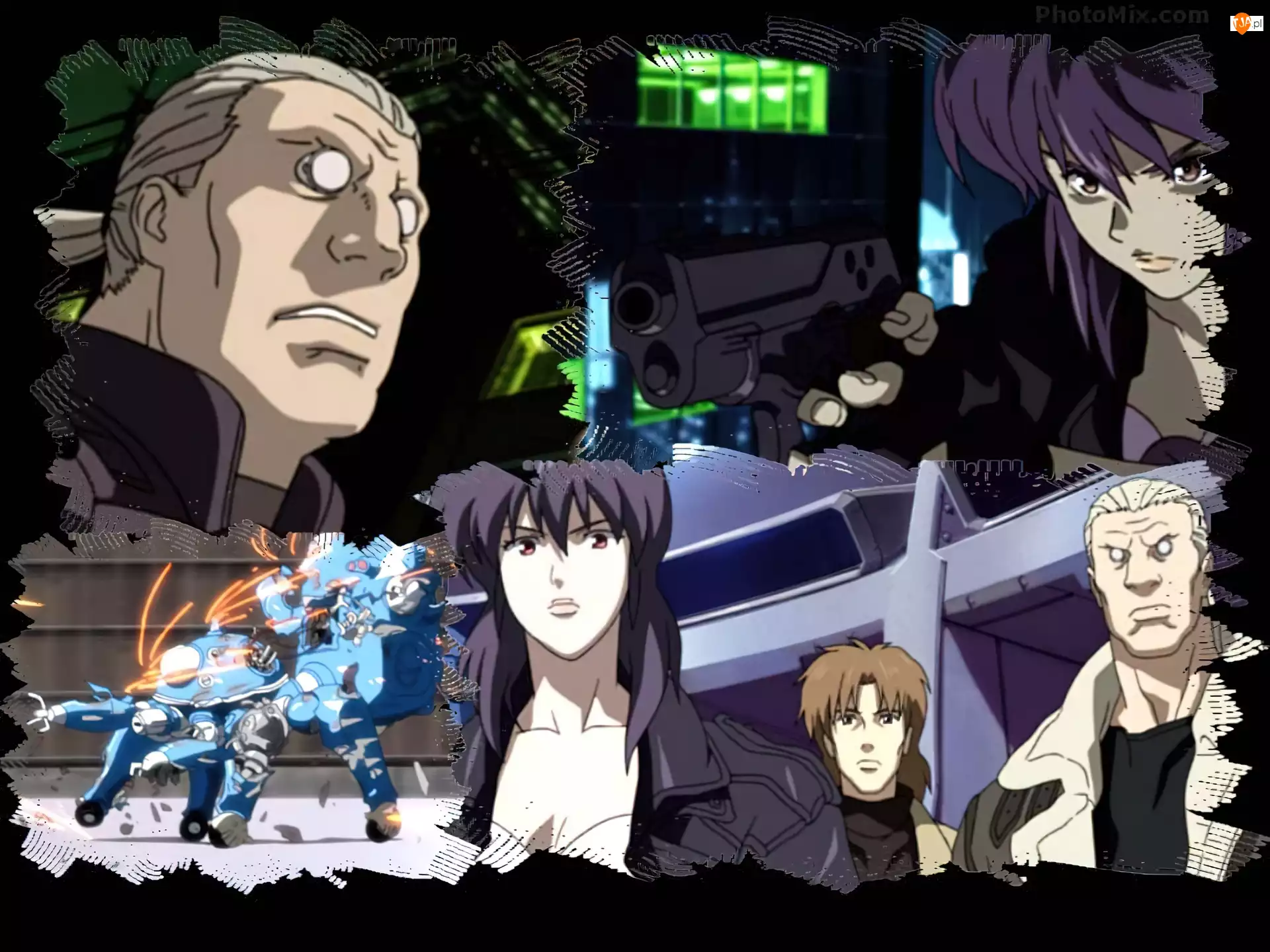 roboty, ludzie, pistolet, Ghost In The Shell