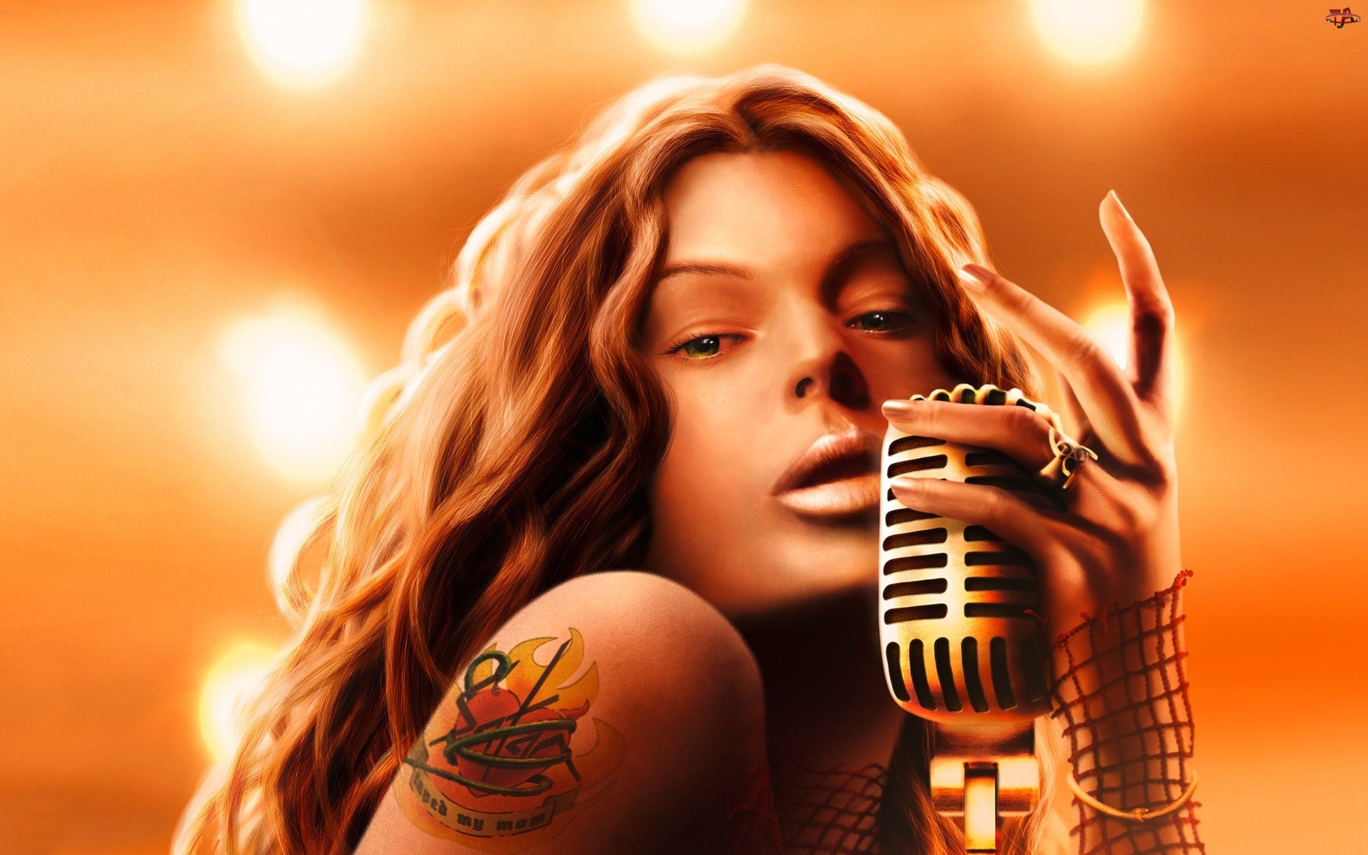 Tatuaż, Śpiewająca, Kobieta, Mikrofon