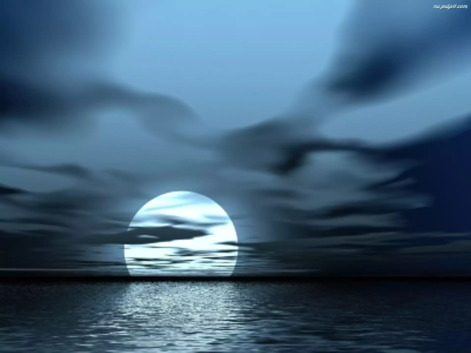 Morze, Księżyc, Chmury