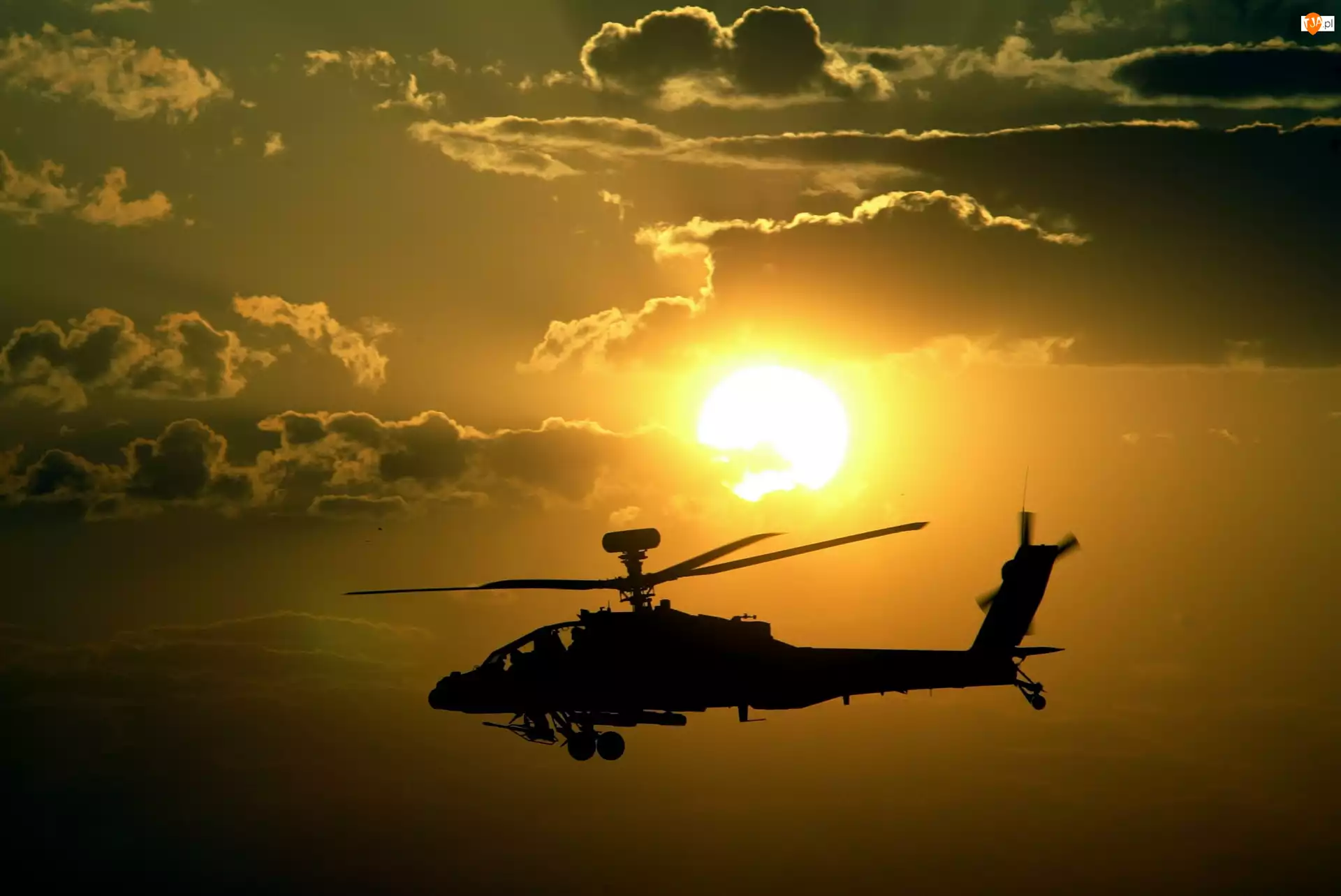 Słońca, Helikopter, Zachód