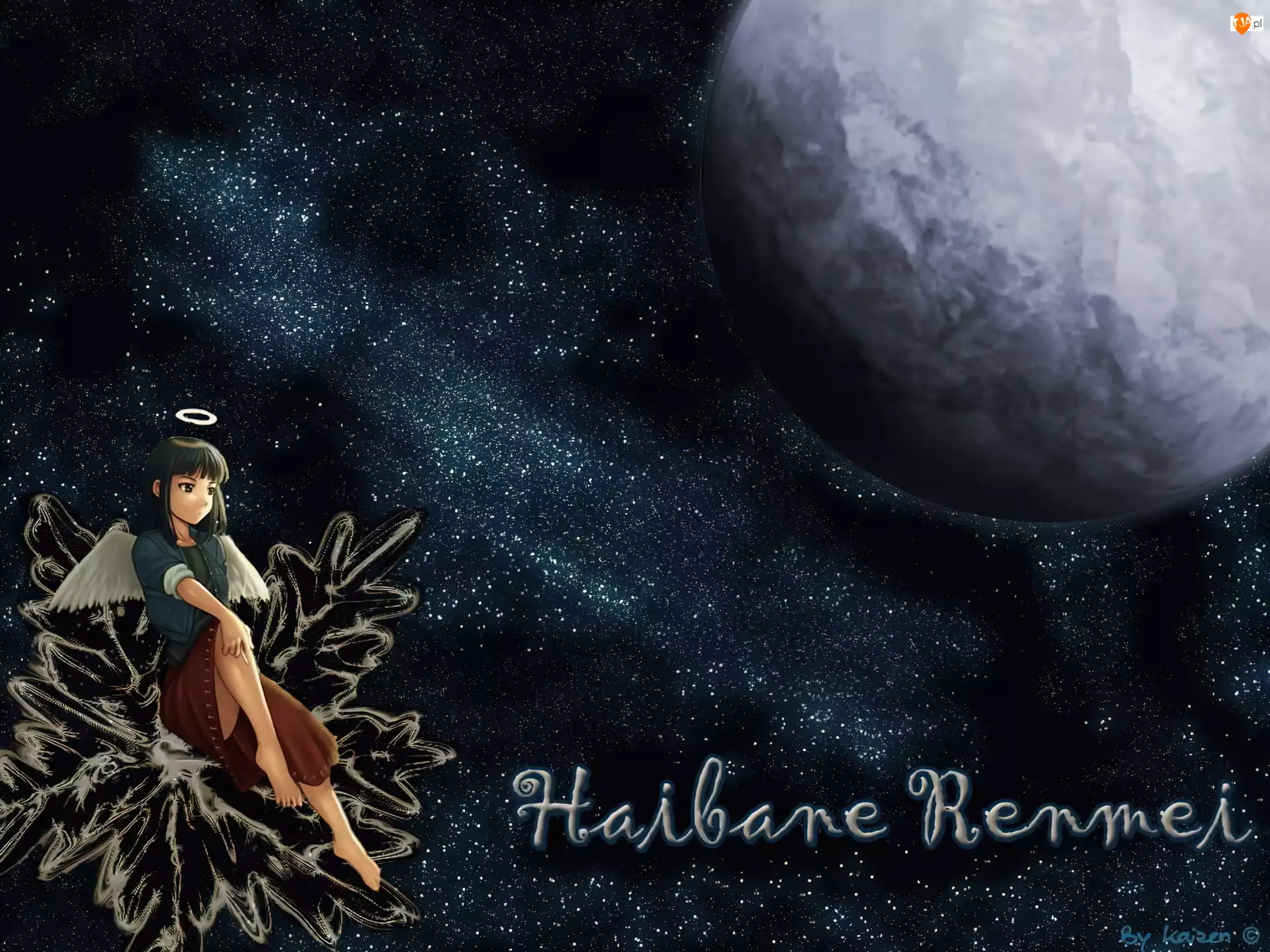 Haibane Renmei, skrzydła, księżyc, angel