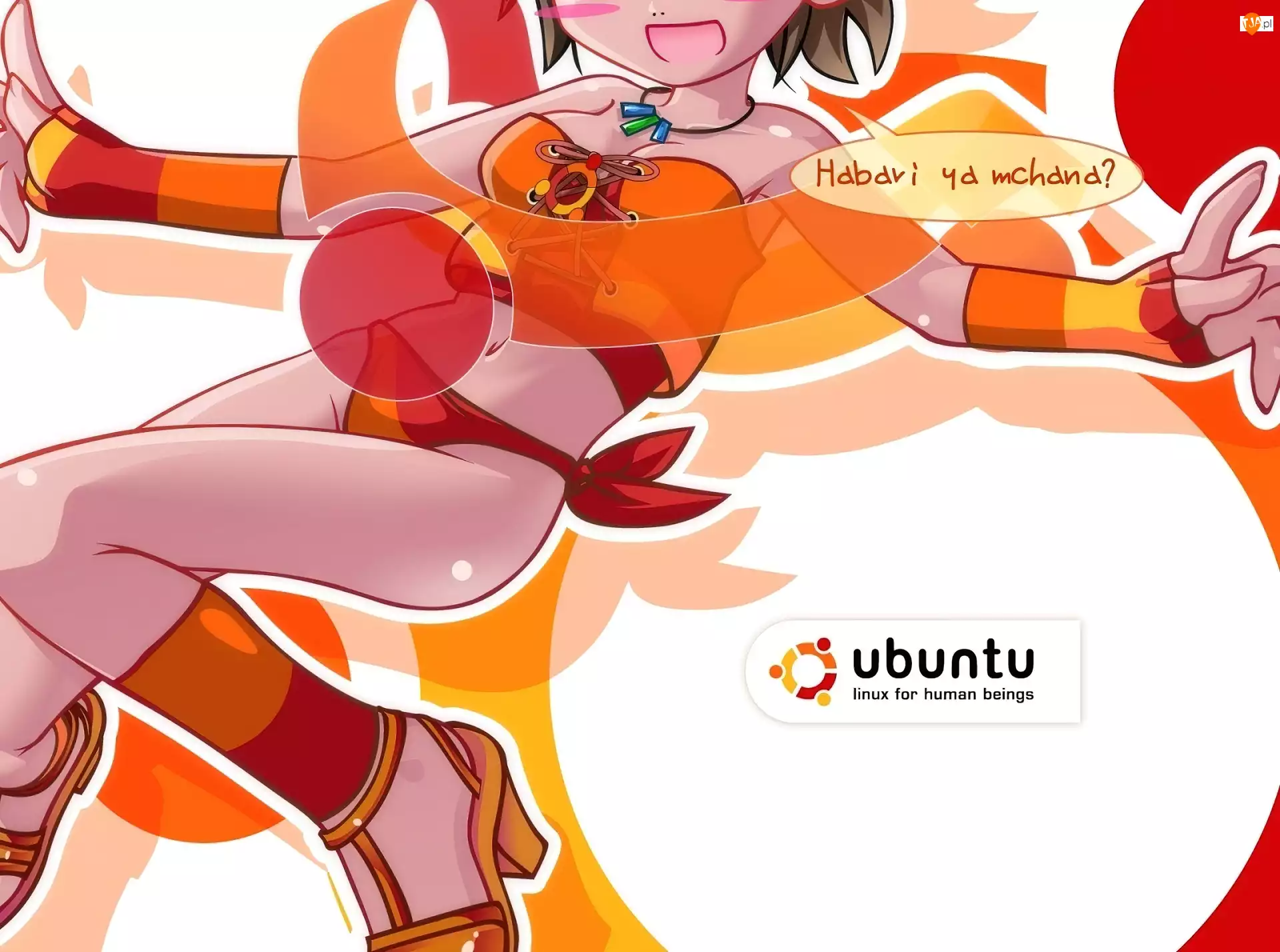 Ubuntu, Kobieta, Pomarańczowy, Strój