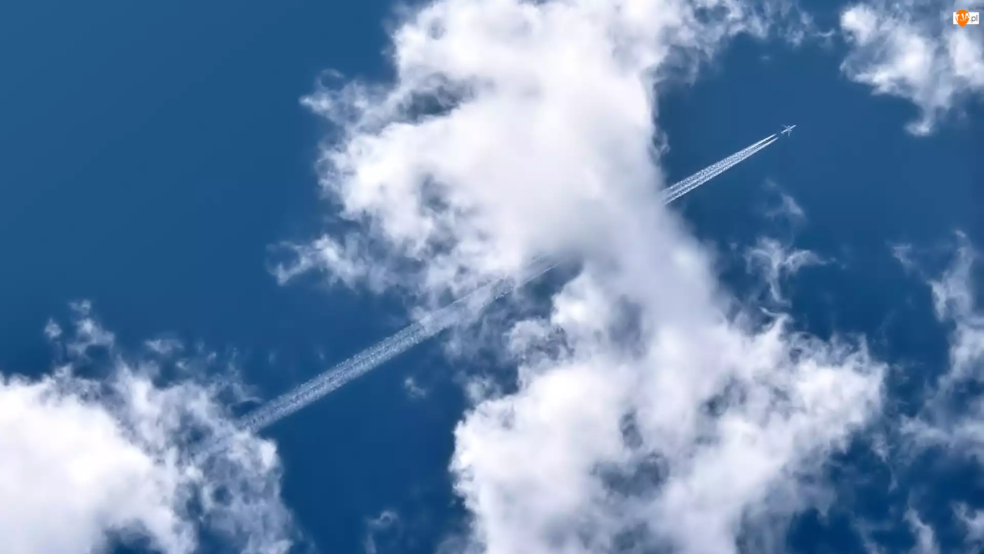 Chmury, Samolot, Niebo