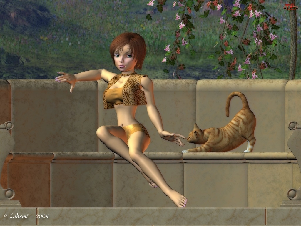 3D, Kobieta, Kot
