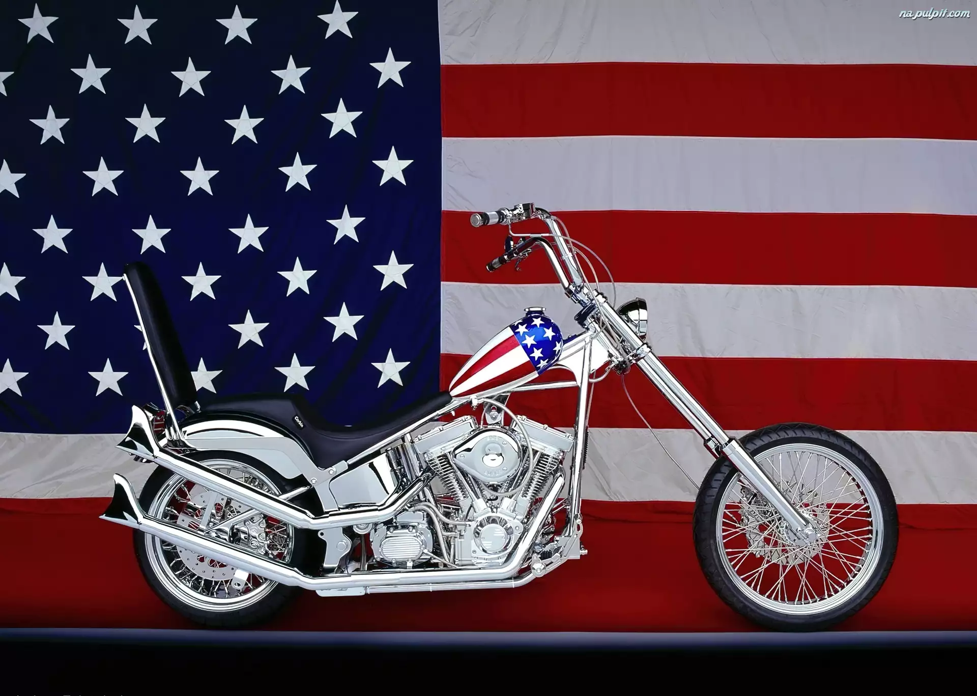 Srebrny, USA, Motocykl, Flaga