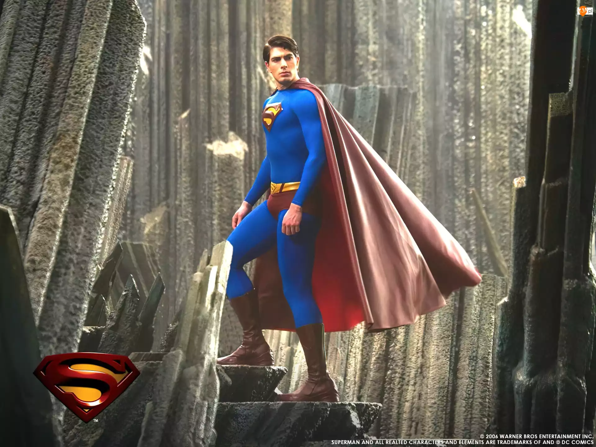Superman Returns, beton, Brandon Routh, peleryna