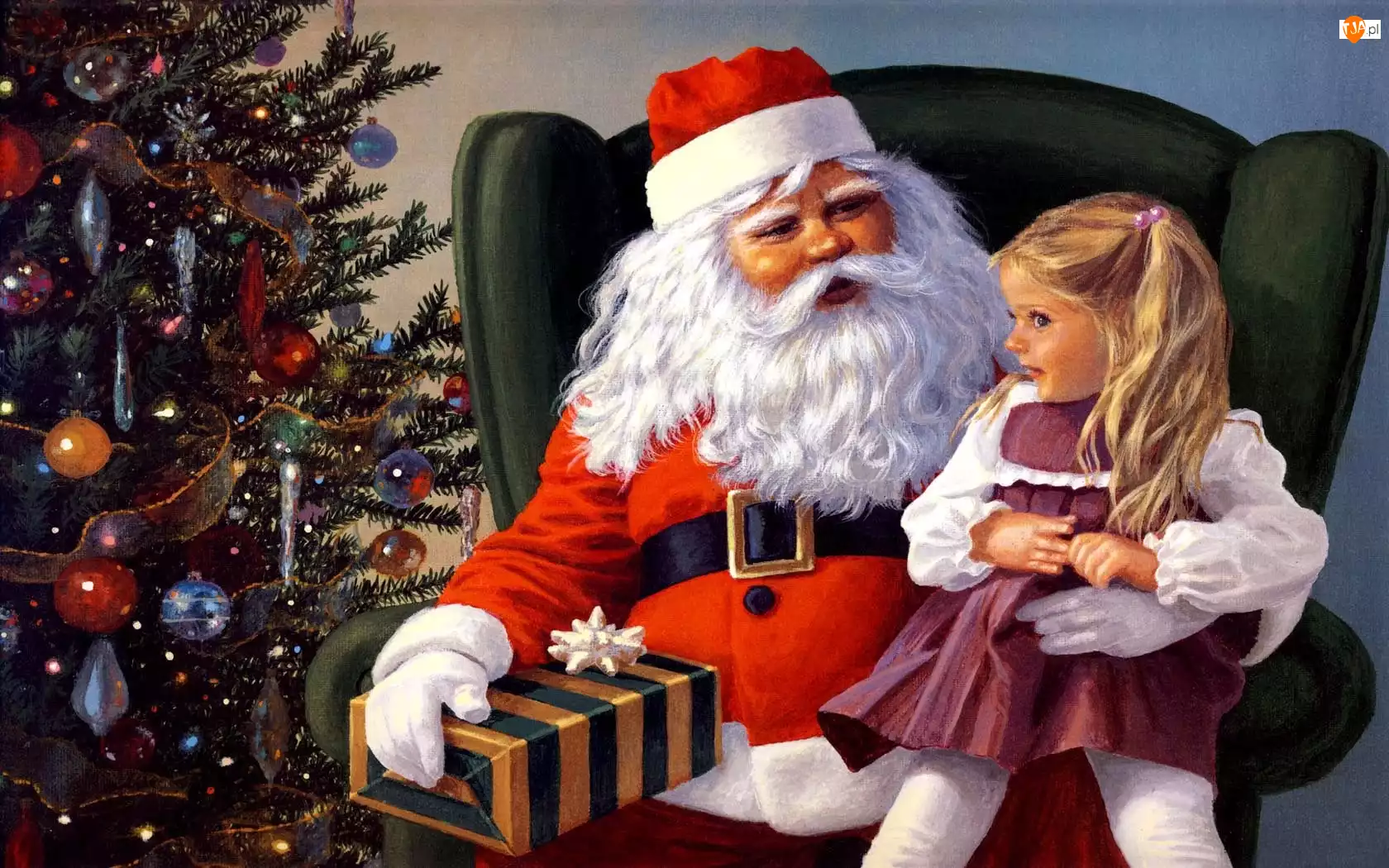 Prezenty, Boże, Mikołaj, Narodzenie, Dziewczynka