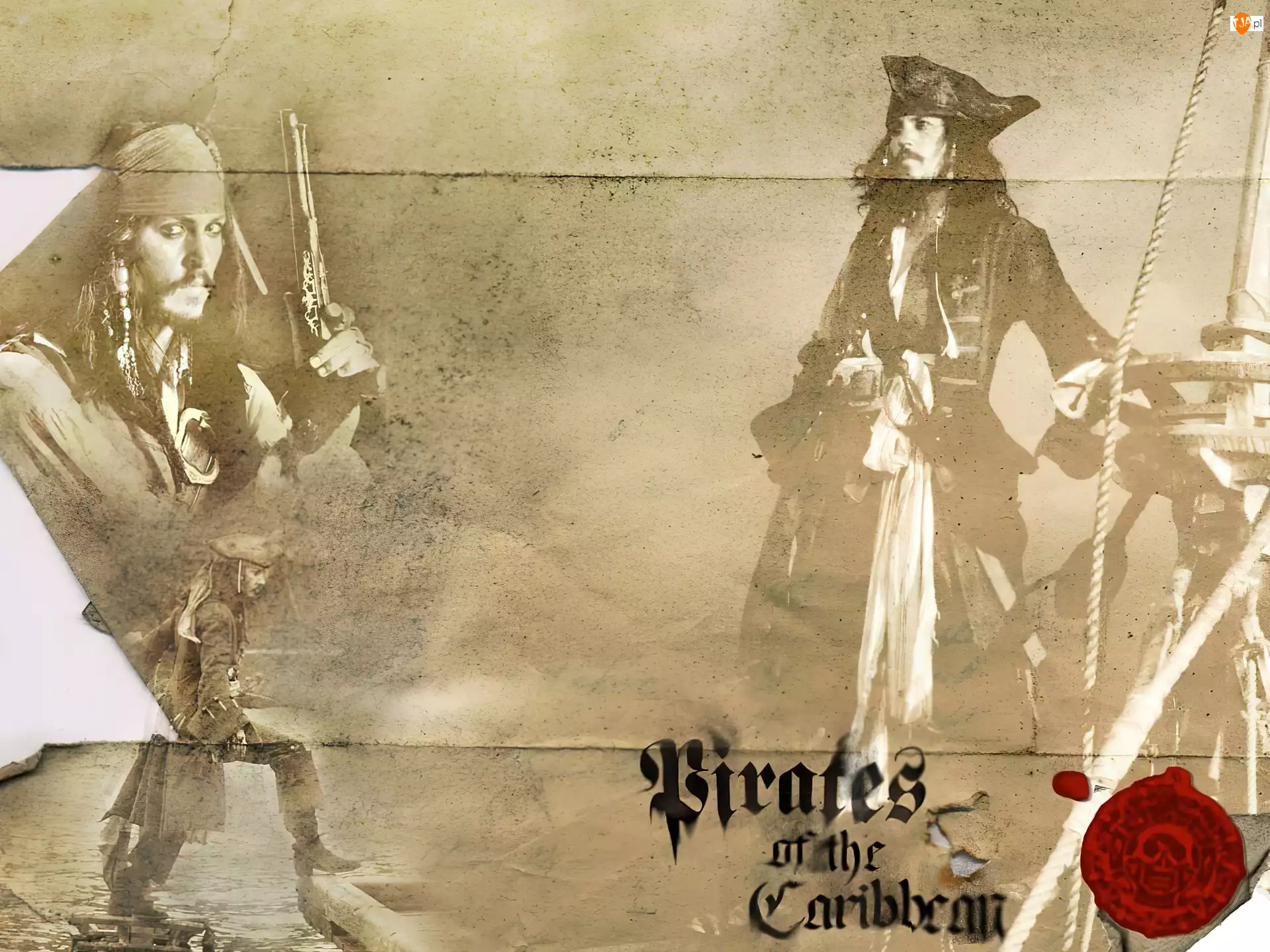 Johnny Depp, Piraci Z Karaibów, kartka, pieczęć