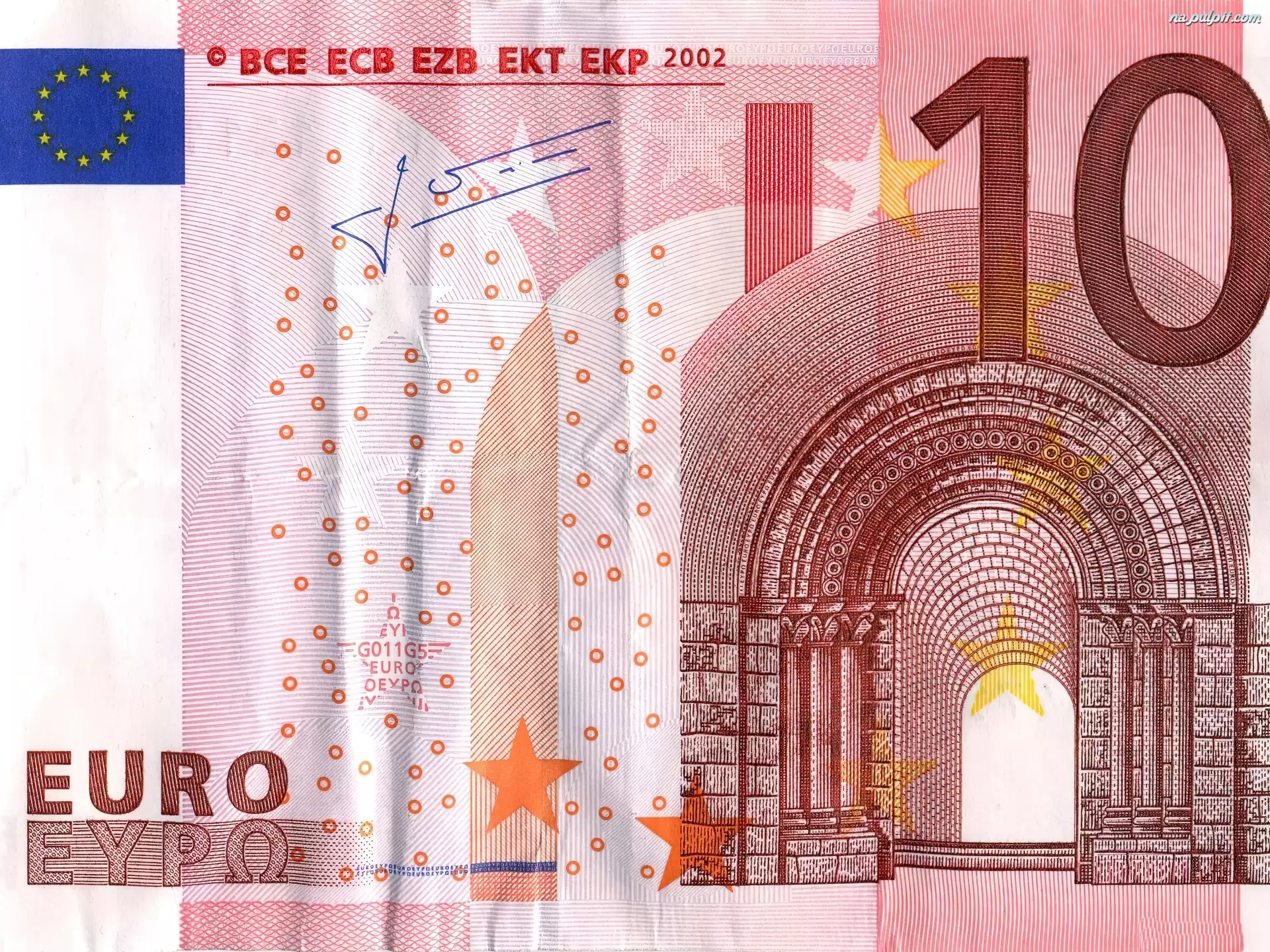 Euro, Banknot, Dziesięć