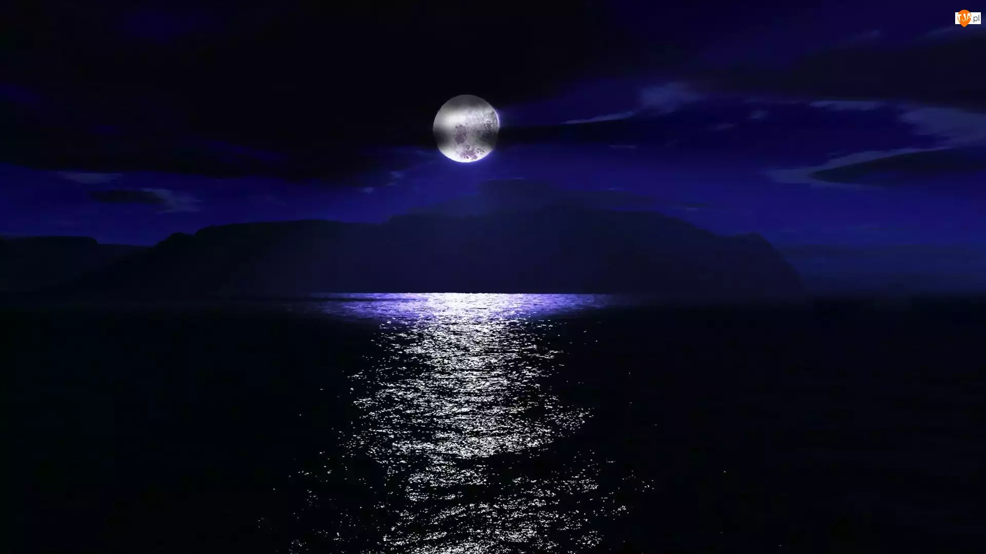 Morze, Księżyc, Noc, Góry